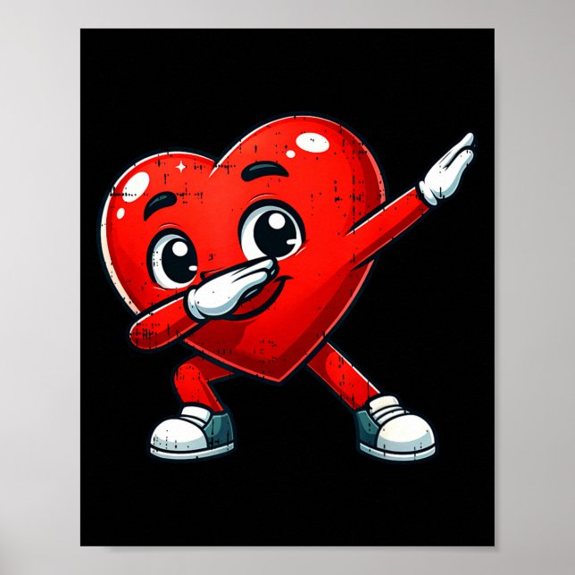 Funny Valentines Day Dabbing Heart Lover Men Kids  Poster (Front)