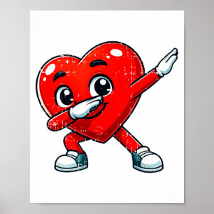 Funny Valentines Day Dabbing Heart Lover Men Kids Poster