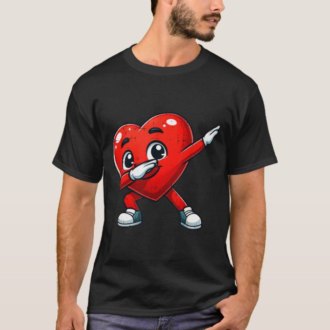 Funny Valentines Day Dabbing Heart Lover Men Kids  T-Shirt (Front)