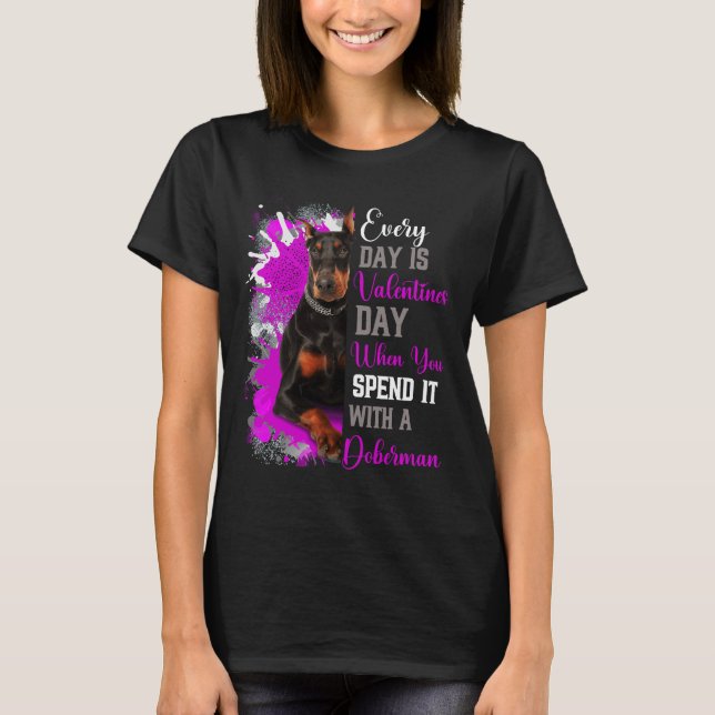 Funny Valentines Day Doberman Mum Mother Mummy Par T-Shirt (Front)