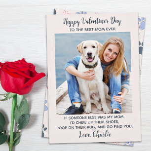 Funny Valentines Day DOG MOM Personalise Pet Photo Holiday Card