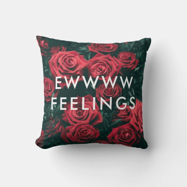 Funny Valentine's Day Ewww Feelings Red Roses Cushion (Front)