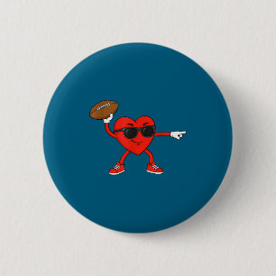 Funny Valentine's Day Football Heart Playing 6 Cm Round Badge