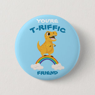 Funny Valentine's day gift blue dinosaur t-rex 6 Cm Round Badge