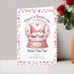 Funny Valentine's Day Gnome One Better Than You Holiday Card<br><div class="desc">Cute Valentine's Day Card with funny pun "There's Gnome-one better than you". The design features a gnome couple in love and framed with love hearts. The template is set up for you to personalise the inside with your custom text.</div>