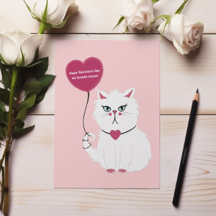 Funny Valentine's Day Grumpy White Cat Flat Card