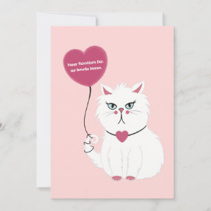 Funny Valentine's Day Grumpy White Cat Flat Card