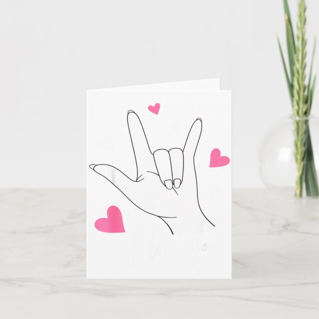 Funny Valentines Day Heart I Love You Hand Sign La Card (Front)