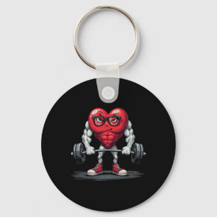 Funny Valentines Day Heart Lifting Weight Workout Key Ring