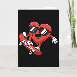 Funny Valentines Day Heart Skateboarding Boys Girl Card