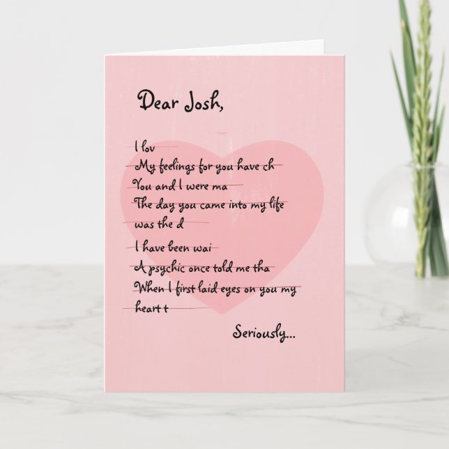 Funny Valentine's Day Humourous Heart Boyfriend Holiday Card (Front)