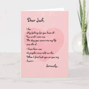 Funny Valentine's Day Humourous Heart Boyfriend Holiday Card
