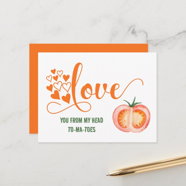 Funny Valentine's Day Love To-ma-toes Joke Card (Front/Back In Situ)