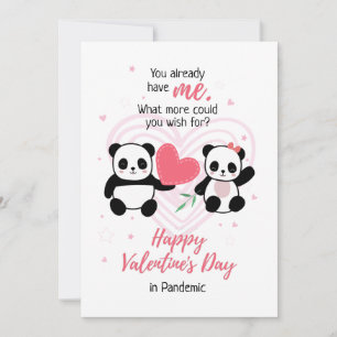 Funny Valentine's Day Panda Pandemic Holiday Card