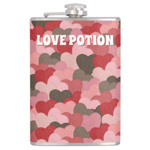 Funny Valentines Day Paper Hearts Love Potion Hip Flask