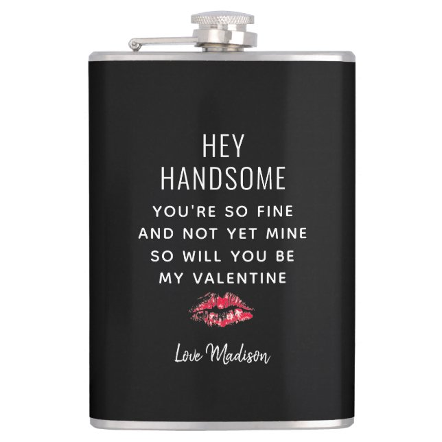 Funny Valentines Day Poem Boyfriend Personalised Hip Flask (Front)