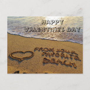 Funny Valentine's Day Pun Beach Heart Holiday Postcard