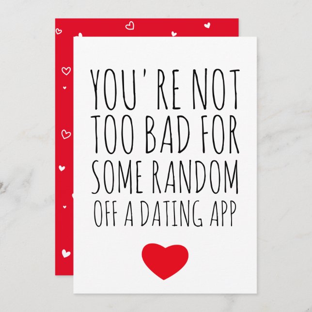 Funny Valentines Day Random Guy Dating App Card (Front/Back)