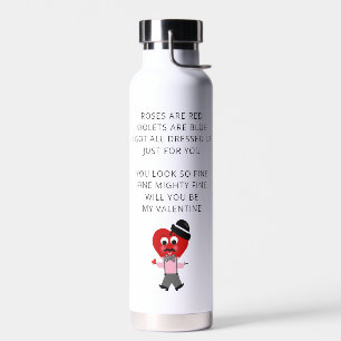 Funny Valentines Day Roses Are Red Poem Girlfriend Water Bottle