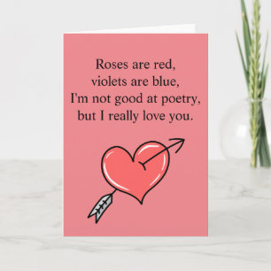 Funny Valentines Day Roses Poem Card