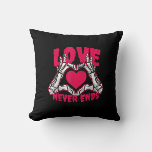 Funny Valentines Day Skeleton Heart Hands Cushion