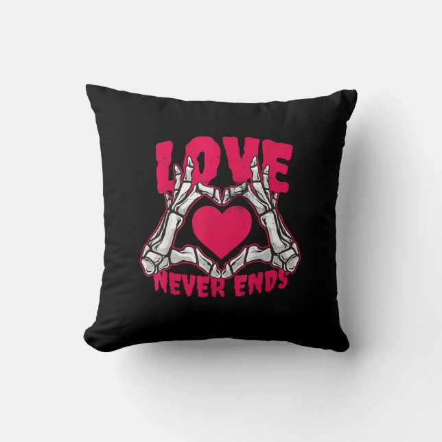 Funny Valentines Day Skeleton Heart Hands Cushion (Front)