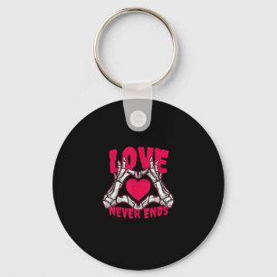 Funny Valentines Day Skeleton Heart Hands Key Ring