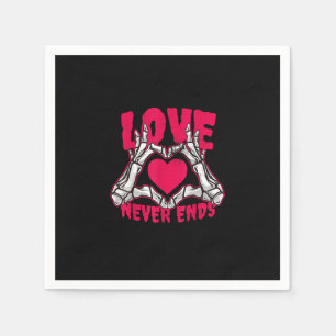 Funny Valentines Day Skeleton Heart Hands Napkin