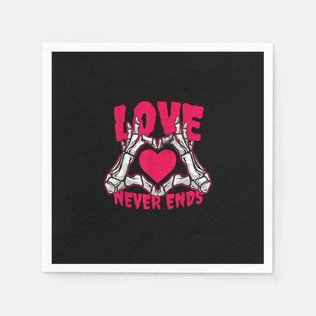 Funny Valentines Day Skeleton Heart Hands Napkin (Front)