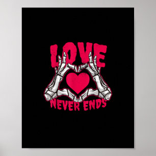 Funny Valentines Day Skeleton Heart Hands Poster