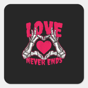 Funny Valentines Day Skeleton Heart Hands Square Sticker