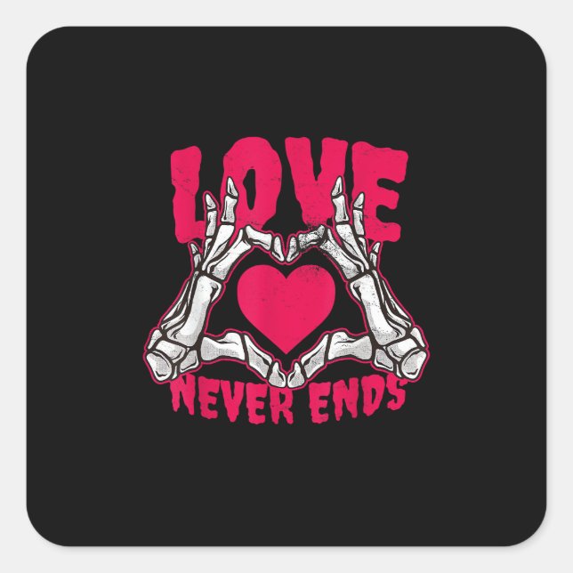 Funny Valentines Day Skeleton Heart Hands Square Sticker (Front)