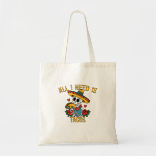 Funny Valentine's day Skeleton Taco Lover Tote Bag