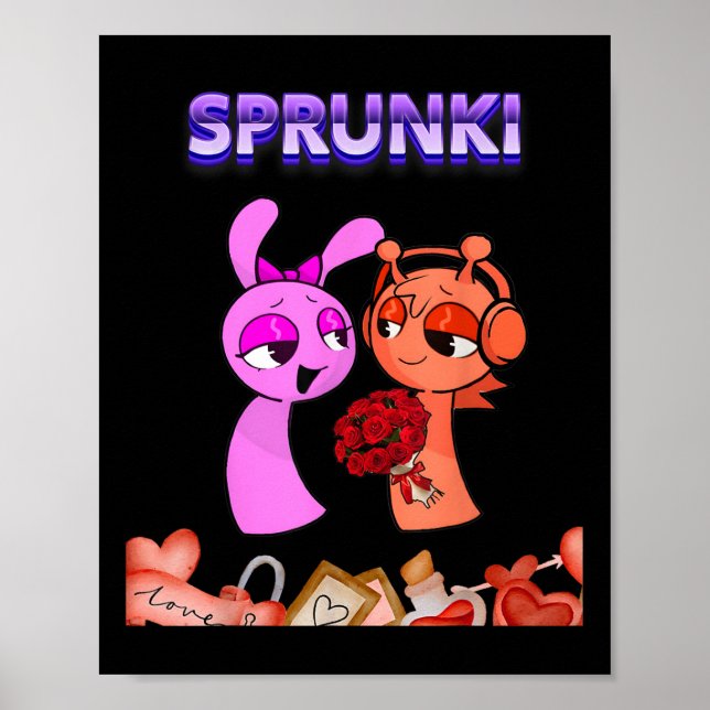 Funny Valentines Day Sprunki Heart For Kids Girls  Poster (Front)
