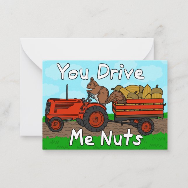 Funny Valentine's Day Squirrel Nuts Pun Kids Class Note Card (Front)