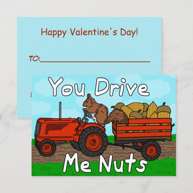 Funny Valentine's Day Squirrel Pun Kids Classroom Invitation (Front/Back)