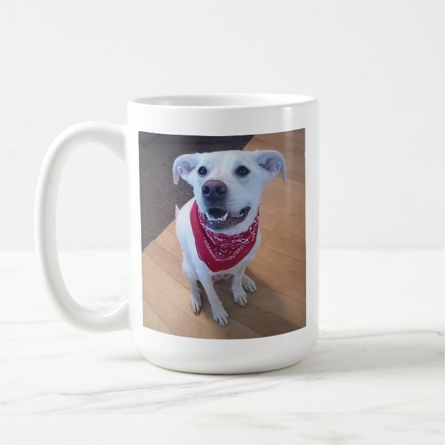 Funny Valentine's Day You Make Me Smile Dog Coffee Mug (Left)