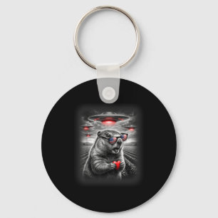 Funny Valentines Groundhog Heart Selfie Alien Ufo Key Ring
