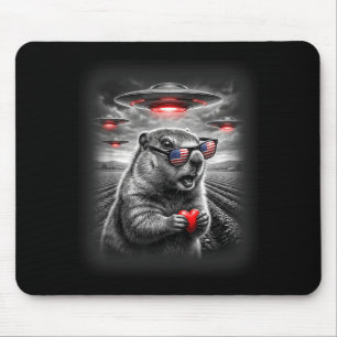 Funny Valentines Groundhog Heart Selfie Alien Ufo Mouse Pad