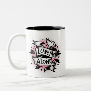 Funny Valentines, Leave me Alone doves Two-Tone Coffee Mug