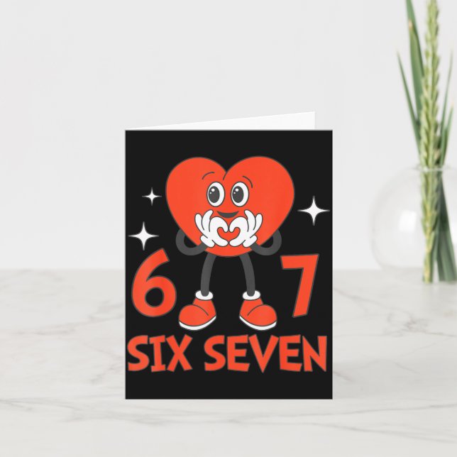 Funny Valentines Six Seven Hearts 6 7 Meme Boys Gi Card (Front)