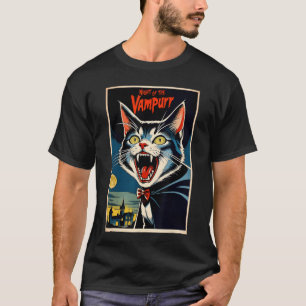 Funny Vampire Cat Halloween Night of the Vampurr M T-Shirt