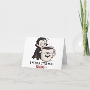 Funny Vampire Coffee Halloween Illustration Thank You Card