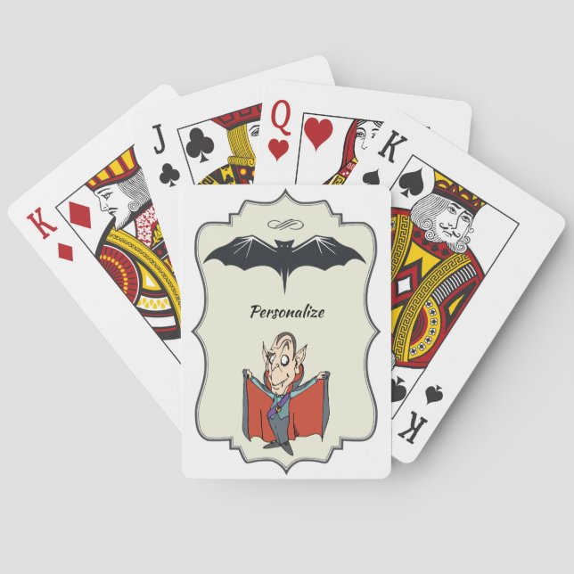 Funny Vampire Dracula & Bat Personalise Playing Cards (Back)