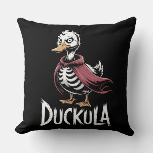 Funny Vampire Duck Skeleton for Halloween & Gothi Cushion