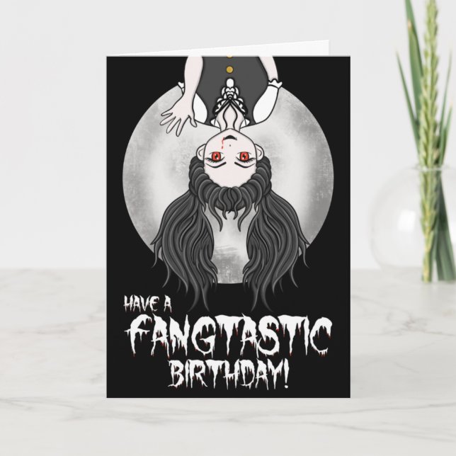 Funny Vampire Halloween Birthday Holiday Card (Front)