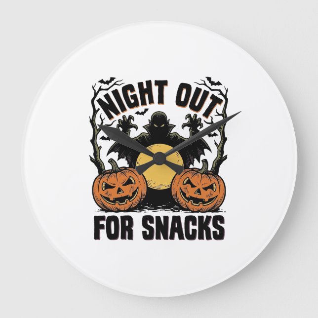 Funny Vampire Shirt with Spooky Pumpkin Night Art_ Large Clock (Front)