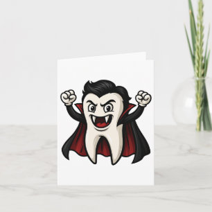 Funny Vampire Tooth Spooky Halloween Dental Dentis Card