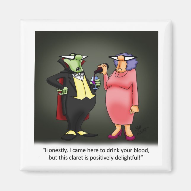 Funny Vampire Wine Humour Magnet (Front)