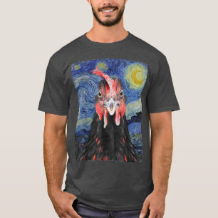 Funny Van Gogh Starry Night Chicken Painting  T-Shirt